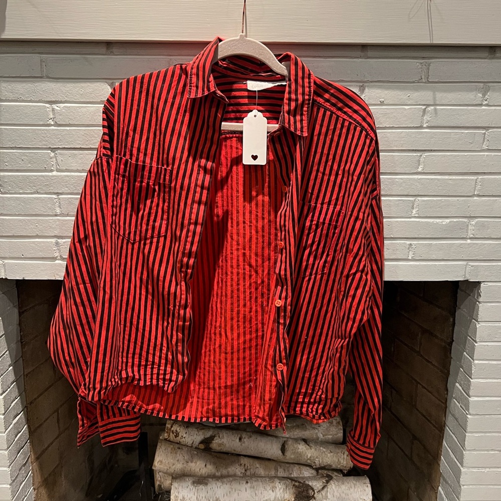 Vintage Red / Black Stripe Top